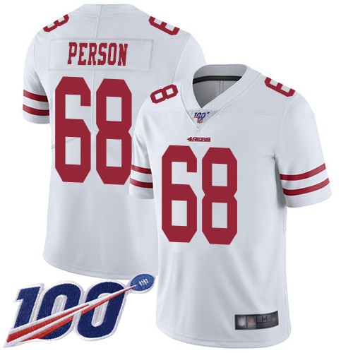 San Francisco 49ers Limited White Men Mike Person Road NFL Jersey #68 100th Season Vapor Untouchable